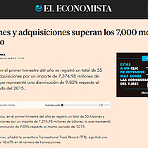 Fusiones y adquisiciones superan los 7,000 mdd en Mxico